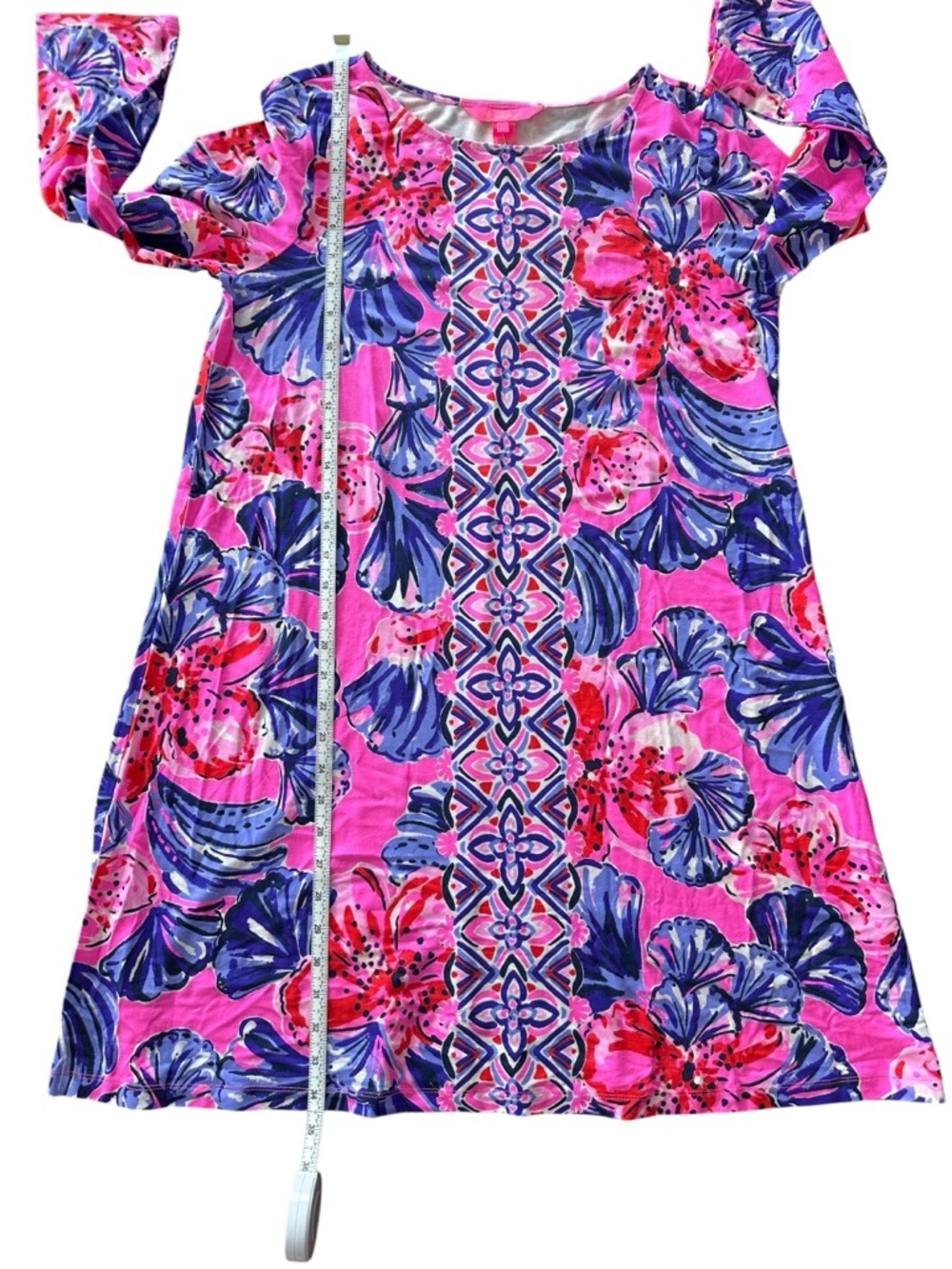 Lilly Pulitzer Ophelia Knit Swing Dress Plumeria Pink in Hollidaze Size Medium - Picture 10 of 10